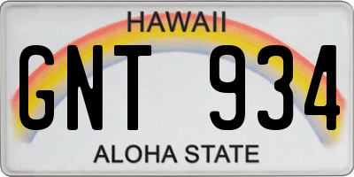 HI license plate GNT934