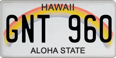 HI license plate GNT960