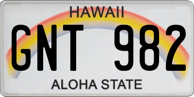 HI license plate GNT982