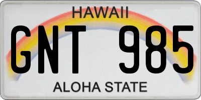 HI license plate GNT985