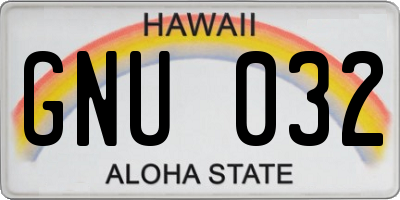 HI license plate GNU032
