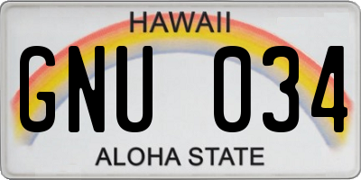 HI license plate GNU034