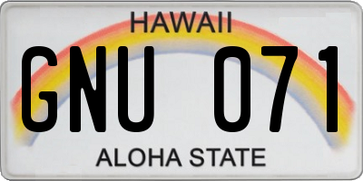 HI license plate GNU071