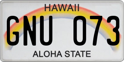 HI license plate GNU073