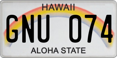 HI license plate GNU074