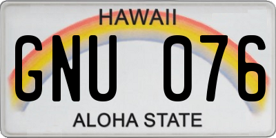 HI license plate GNU076