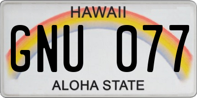 HI license plate GNU077