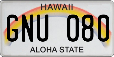 HI license plate GNU080