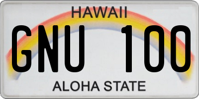 HI license plate GNU100