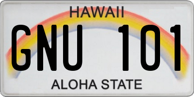 HI license plate GNU101