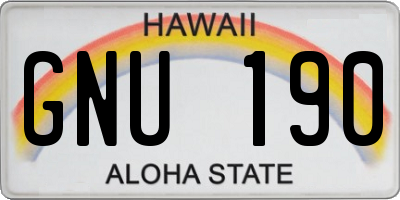HI license plate GNU190