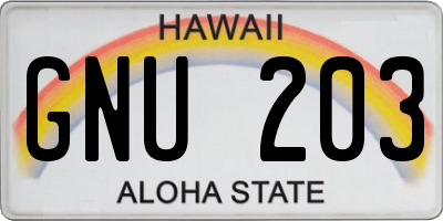 HI license plate GNU203