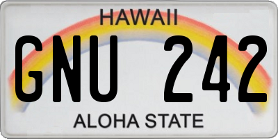 HI license plate GNU242