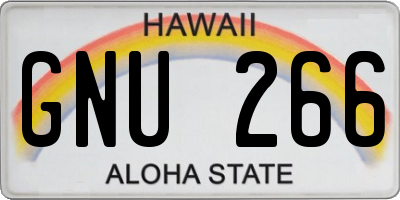HI license plate GNU266