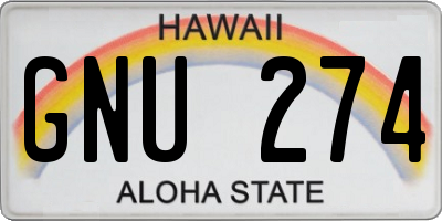 HI license plate GNU274