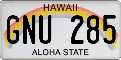 HI license plate GNU285
