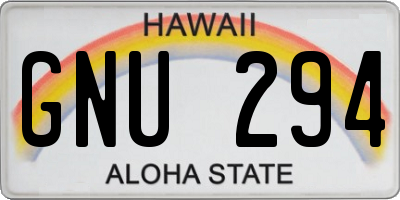 HI license plate GNU294