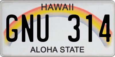 HI license plate GNU314