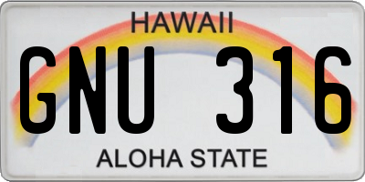 HI license plate GNU316