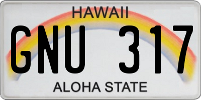 HI license plate GNU317