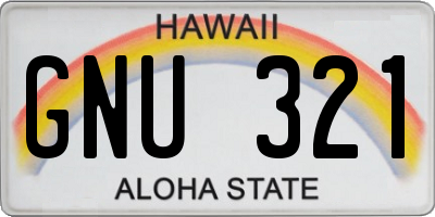 HI license plate GNU321