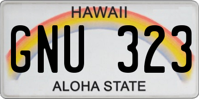 HI license plate GNU323