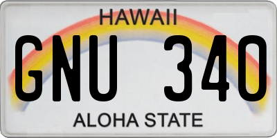 HI license plate GNU340