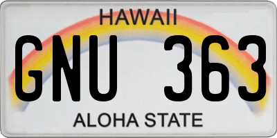 HI license plate GNU363