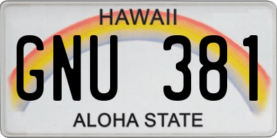 HI license plate GNU381