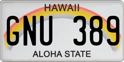 HI license plate GNU389