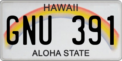 HI license plate GNU391