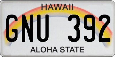 HI license plate GNU392