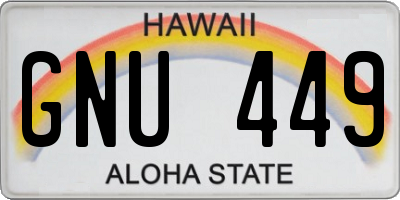 HI license plate GNU449
