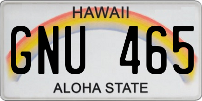 HI license plate GNU465