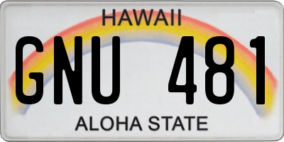 HI license plate GNU481