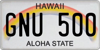HI license plate GNU500