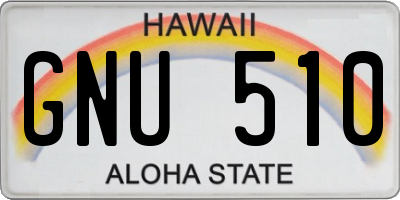 HI license plate GNU510