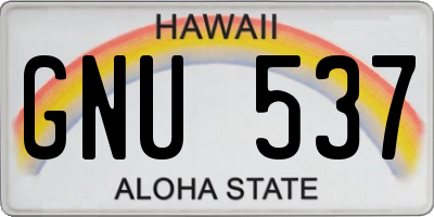 HI license plate GNU537
