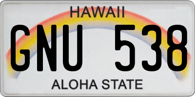 HI license plate GNU538