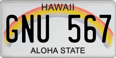 HI license plate GNU567