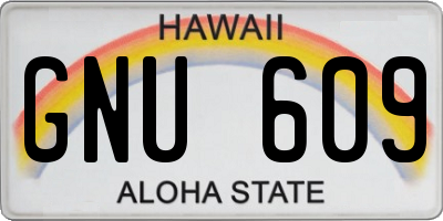 HI license plate GNU609