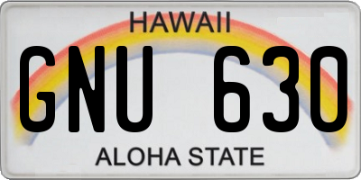 HI license plate GNU630