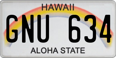 HI license plate GNU634
