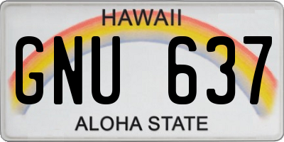 HI license plate GNU637