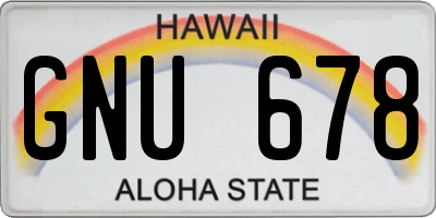 HI license plate GNU678