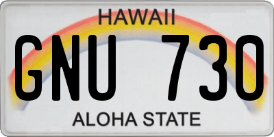 HI license plate GNU730