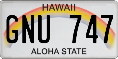 HI license plate GNU747