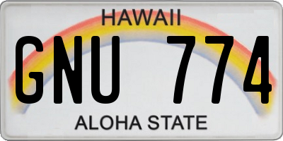 HI license plate GNU774