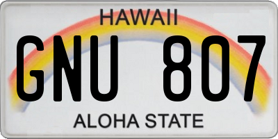 HI license plate GNU807