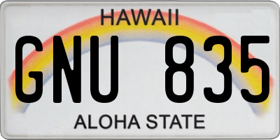 HI license plate GNU835